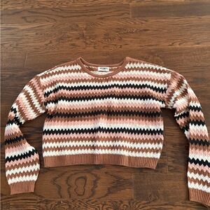 Women's Zigzag striped Pattern Sweater - Brown, pink Black, White NYC knits S